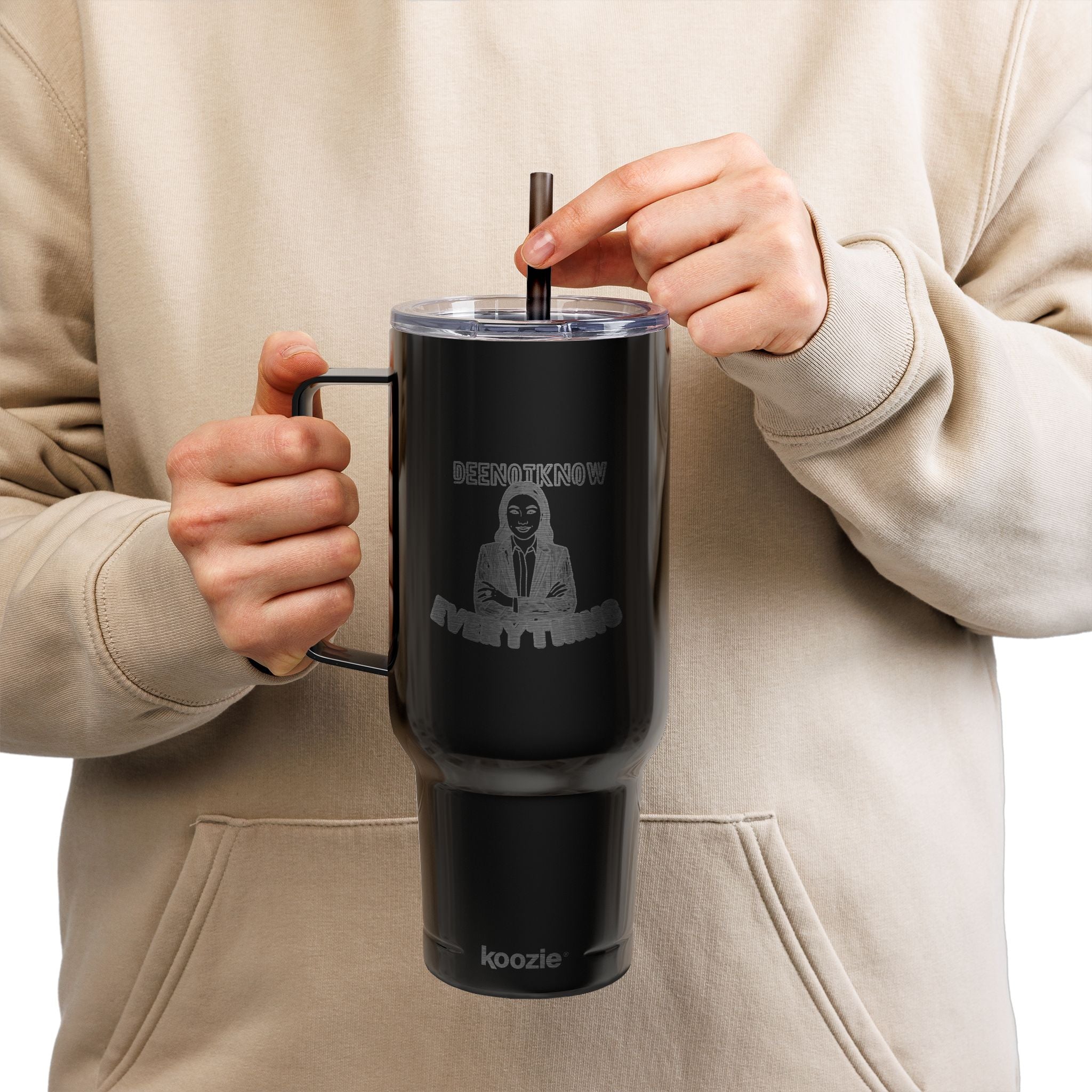 40oz Engraved Insulated Tumbler – Dee Not Know Everything " logo