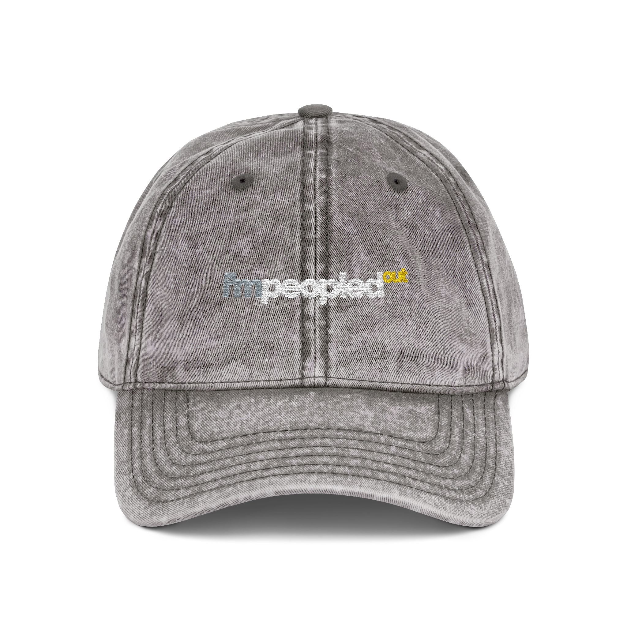 DNKE Vintage Embroidered 'I'm Peopled Out' Washed Cap