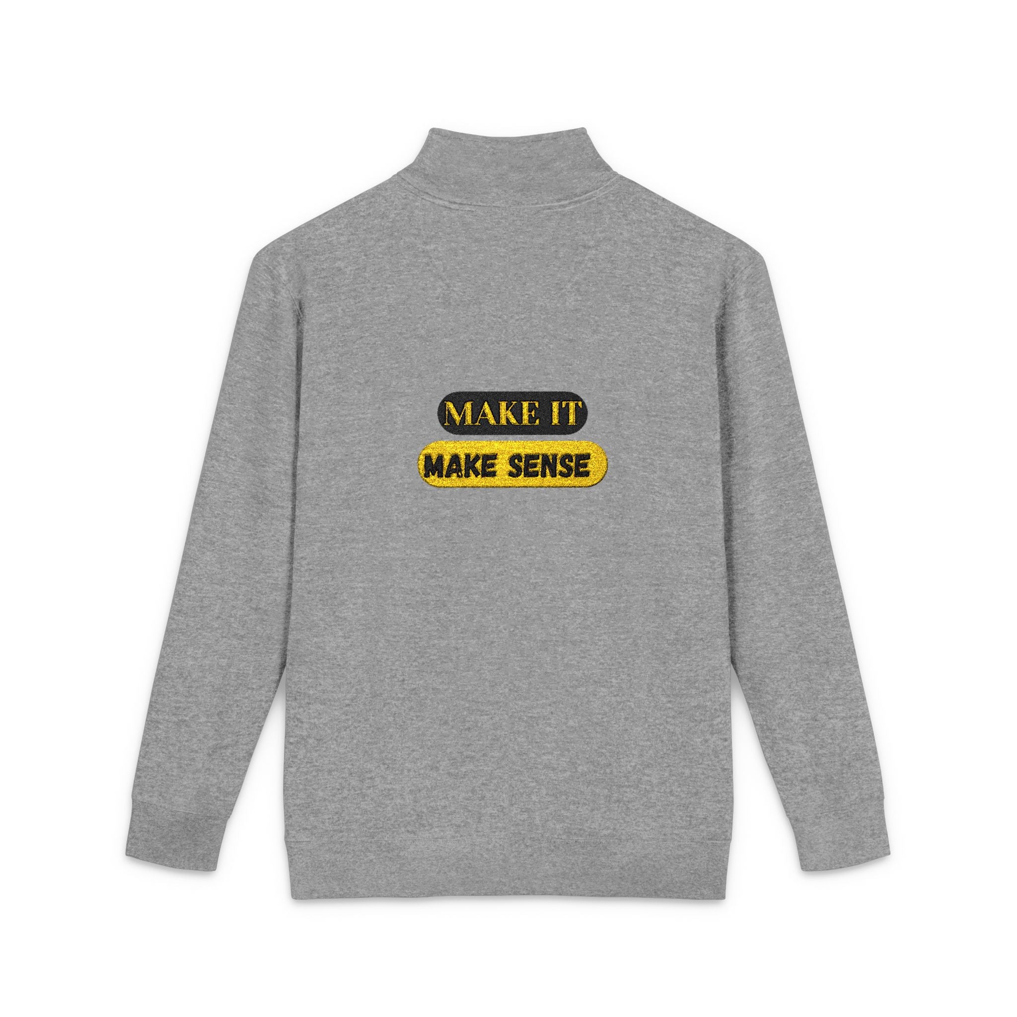 DNKE - Make It Make Sense Embroidered Fleece Pullover — Cozy Casual Sweatshirt with Back Text