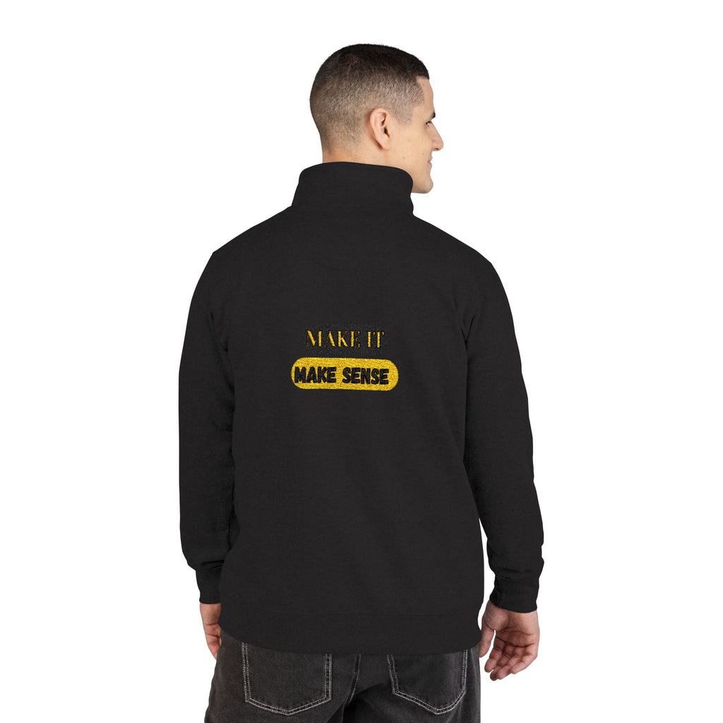 DNKE - Make It Make Sense Embroidered Fleece Pullover — Cozy Casual Sweatshirt with Back Text