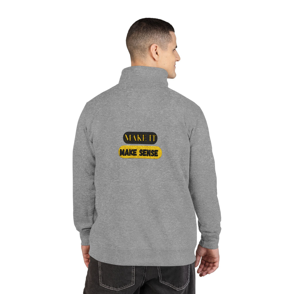 DNKE - Make It Make Sense Embroidered Fleece Pullover — Cozy Casual Sweatshirt with Back Text
