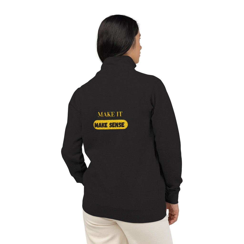 DNKE - Make It Make Sense Embroidered Fleece Pullover — Cozy Casual Sweatshirt with Back Text
