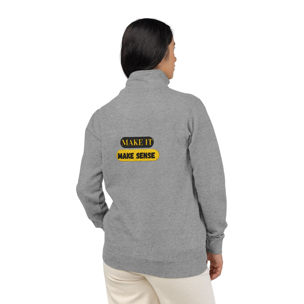 DNKE - Make It Make Sense Embroidered Fleece Pullover — Cozy Casual Sweatshirt with Back Text