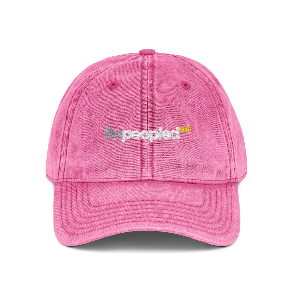 DNKE Vintage Embroidered 'I'm Peopled Out' Washed Cap