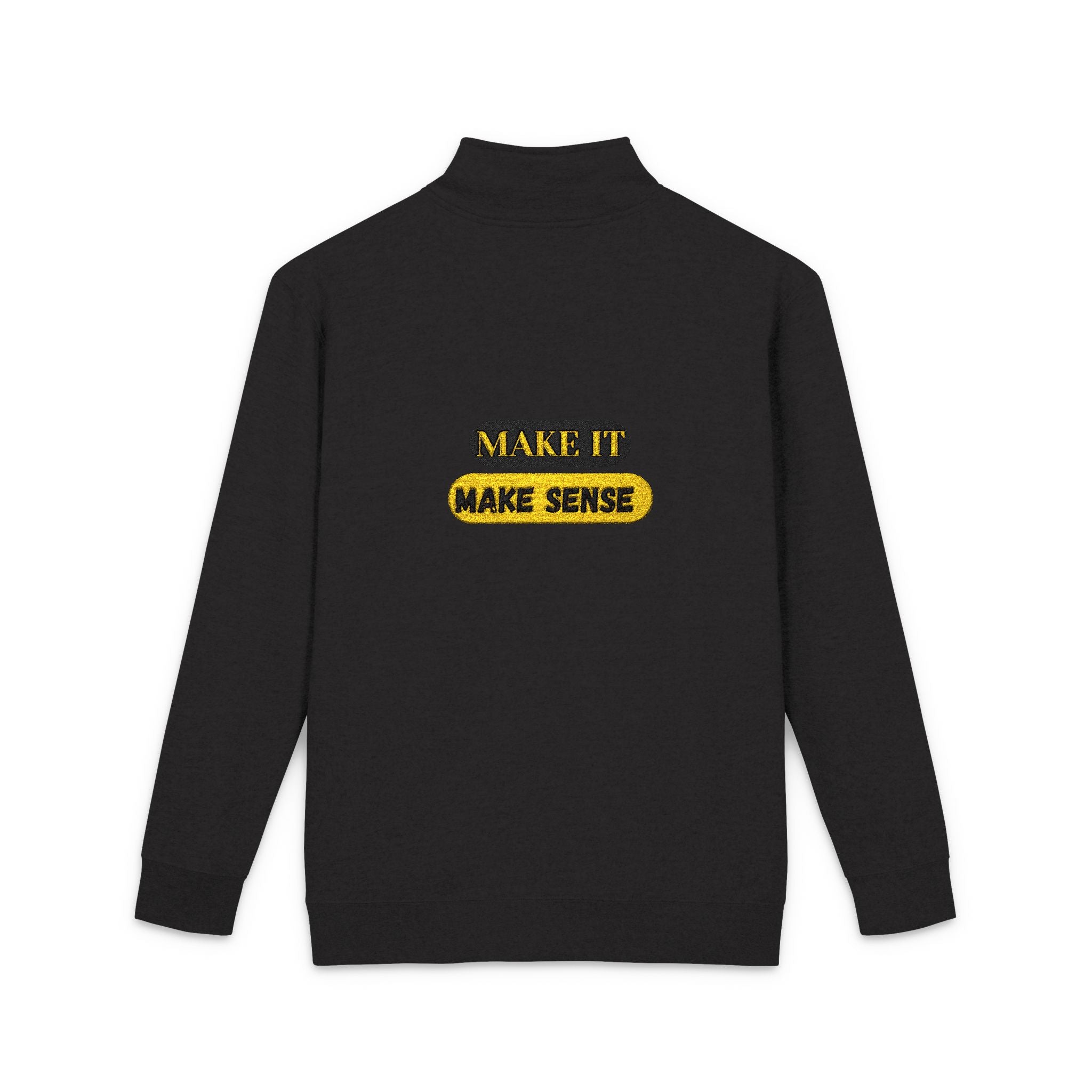 DNKE - Make It Make Sense Embroidered Fleece Pullover — Cozy Casual Sweatshirt with Back Text